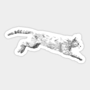 Cat Jumping Black & White Sticker